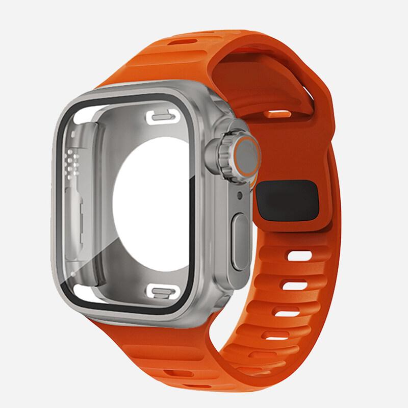 360 Waterproof Case+Silicone Strap for Apple Watch 9 8 7 Band Appearance Upgrade Ultra 49mm Iwatch Series 8 7 6 SE 5 4 3 2 1