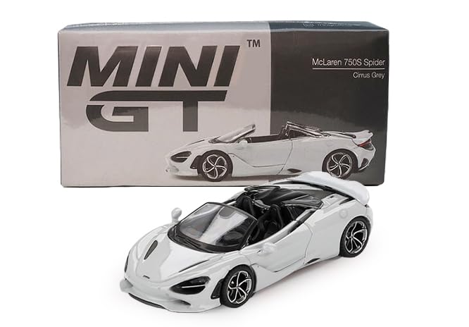 MINI GT Scale McLaren 750S Spider Cirrus Grey Finished Model 1/64 (Left-Hand Drive) MGT00973-L