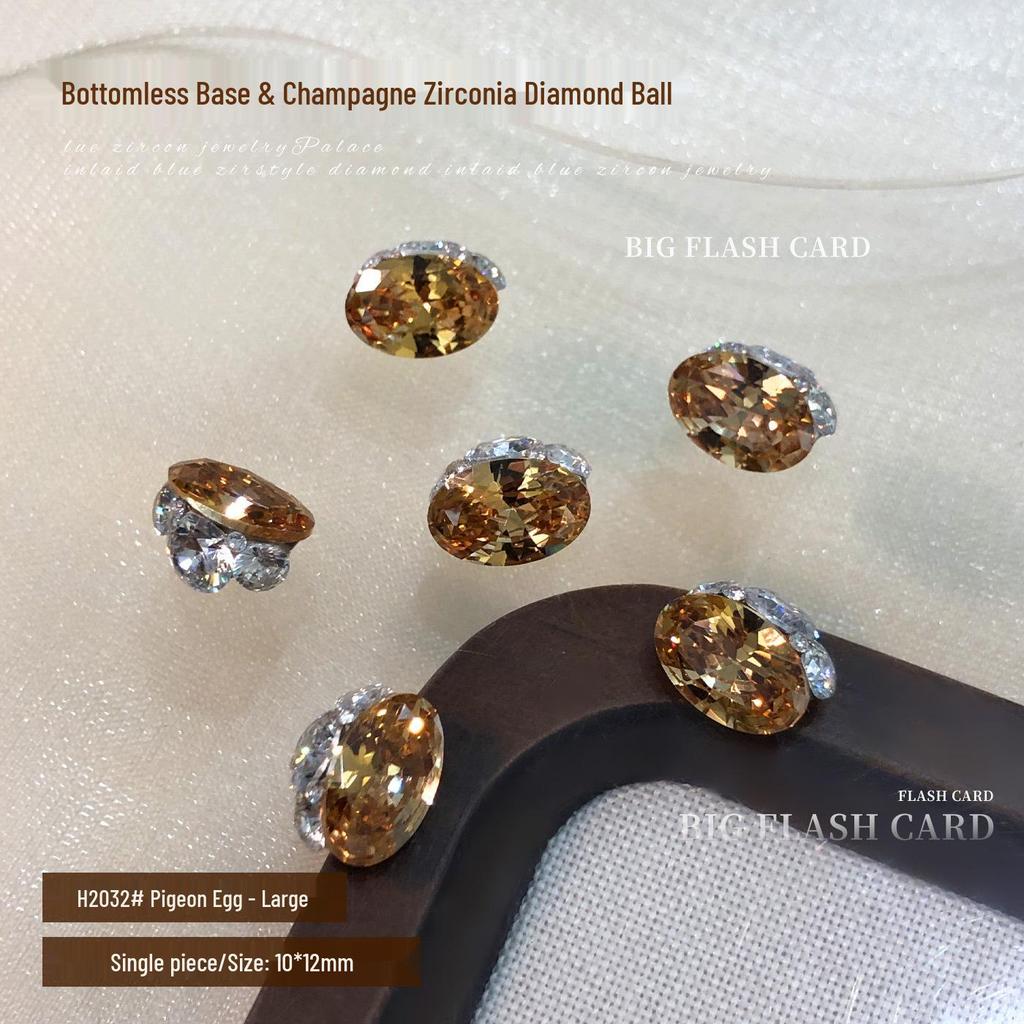 Champagne Bottomless Tray Zircon Nail Art Accessories - Super Flash Heart Dove Egg Stacked Drill Ball.