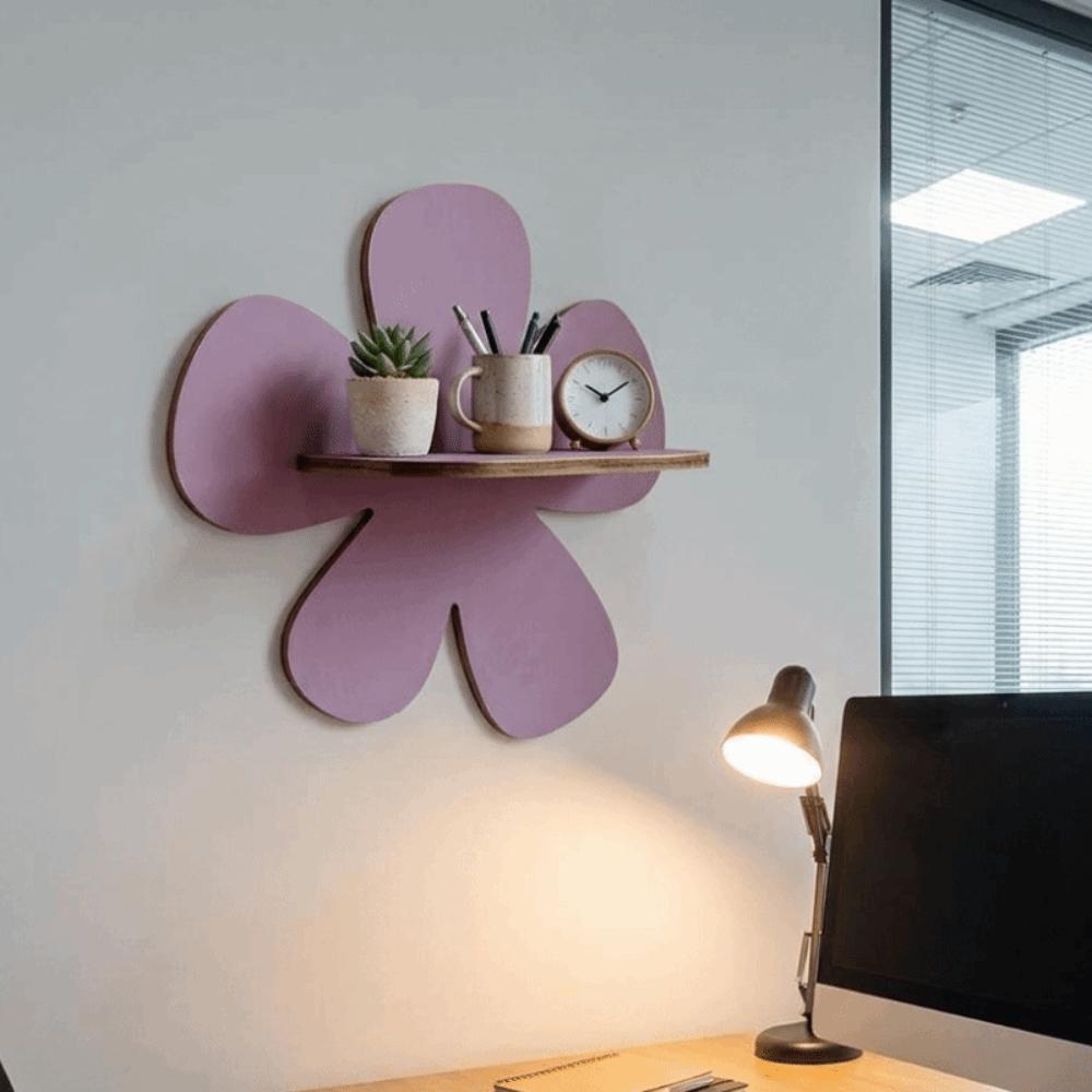 Wall-Mounted Flower Floating Wall Shelf Wooden Wall Hanging Shelf Modern Plant Shelf  Office