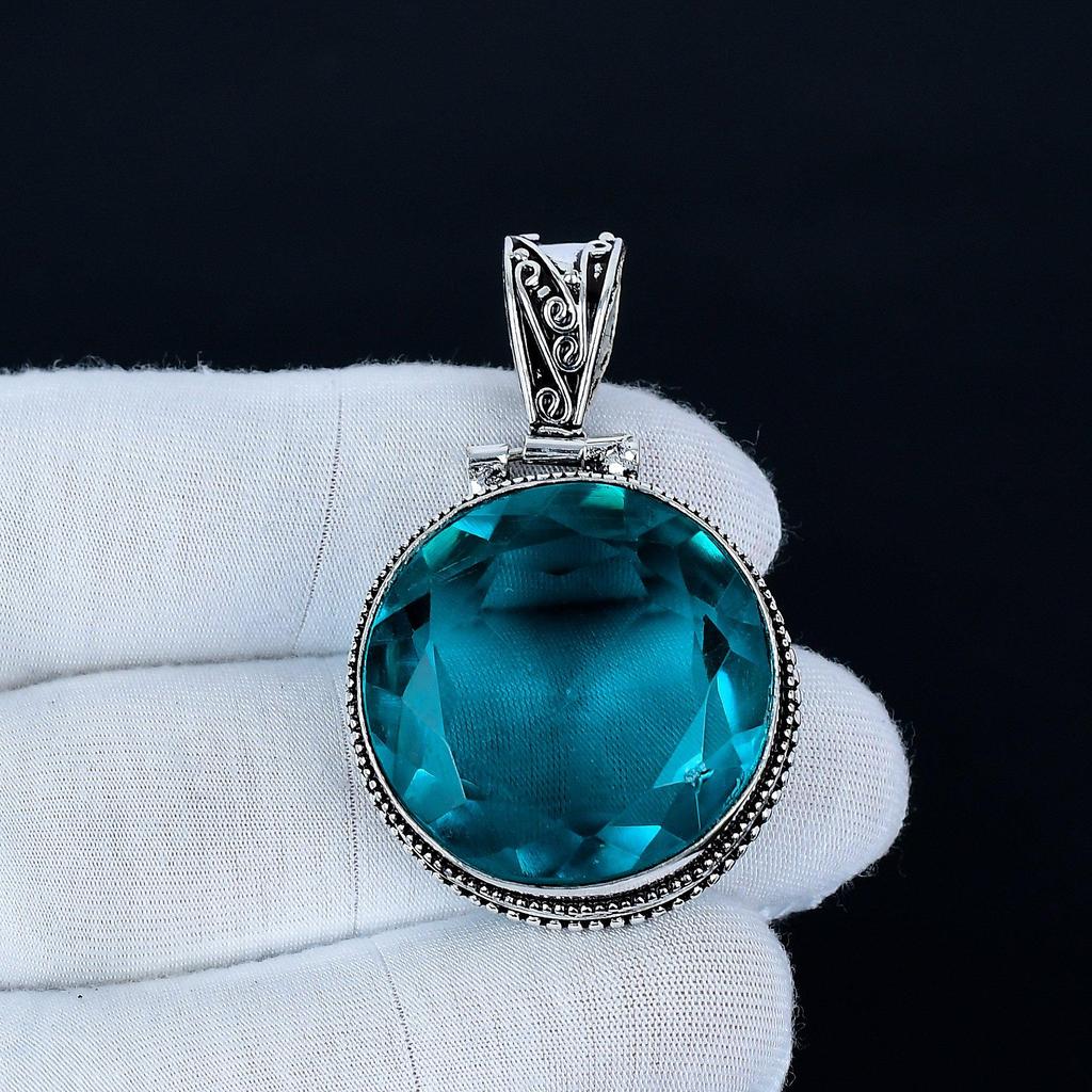 Green Apatite Pendant, 925 Sterling Silver Handmade Jewelry, Apatite Silver Pendant, Party Wear Jewelry For Women's, Pendant Valentine's Day Gift