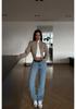 European & American Style Knit Zipper Cardigan: Women's Half-high Collar, Loose Long Sleeve, Cropped Soft Fluffy Sweater.
