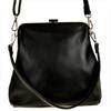 Women's Handbag, Black Genuine Leather, with Clasp