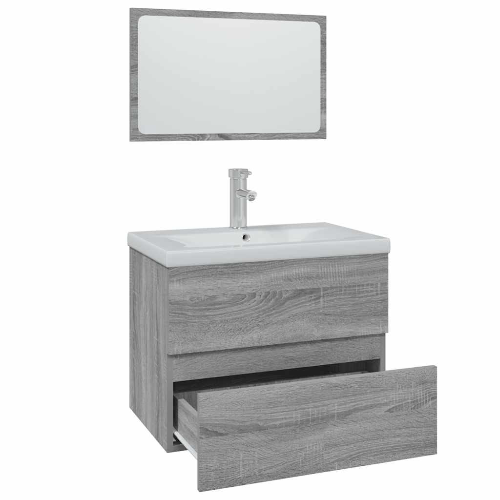 Bathroom Furniture Set Gray Sonoma Particleboard