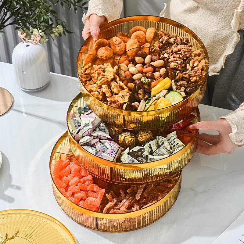 Clear Divided Fruit Plate with Lid: Sealed Storage Box for Living Room or Coffee Table