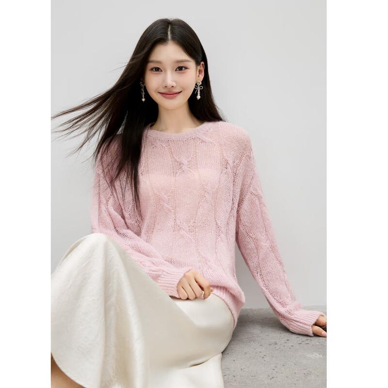 

Женский осенний трикотажный свитер Qiushui Yiren свободного кроя с круглым вырезом и пайетками L