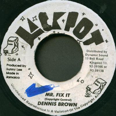 7inch Record DENNIS BROWN  Mr. Fix It NONE Jackpot Jamaica Reggae Ska  Dub Used