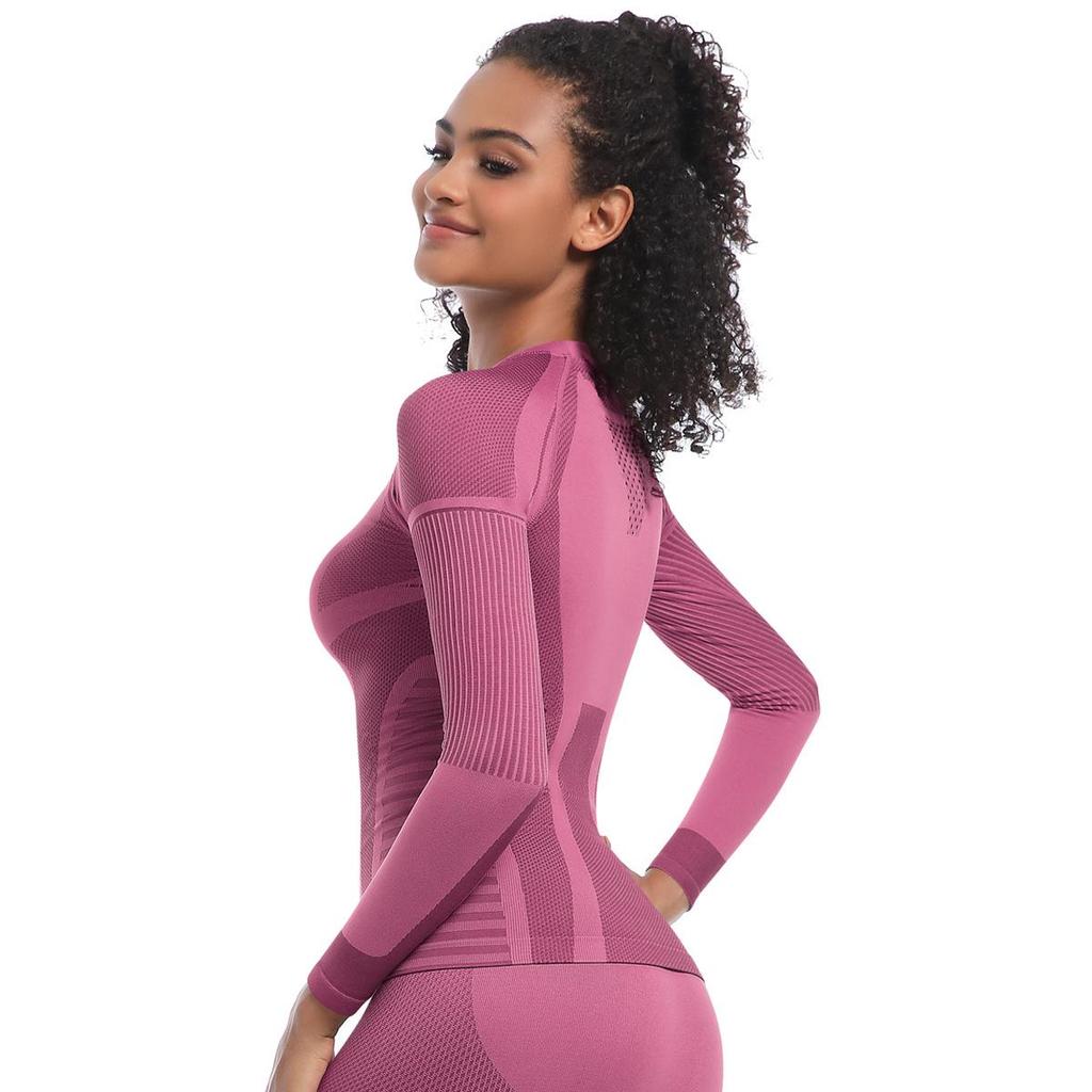 Seamless Long Sleeve High Stretch Ski Suit Top for Running, Fitness, and Yoga