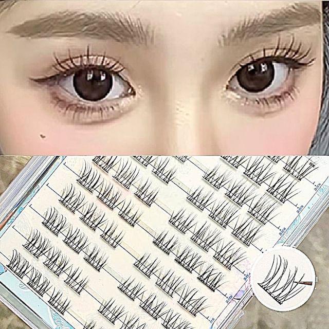 

Nreain - Natural Wispy Cluster Glue-Free False Eyelashes Black - One Size