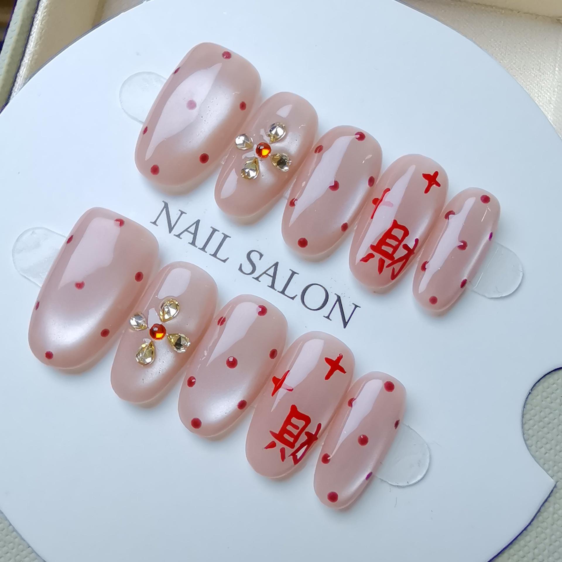 New Year Luxury White Polka Dot Nail Stickers - Handmade Durable Manicure