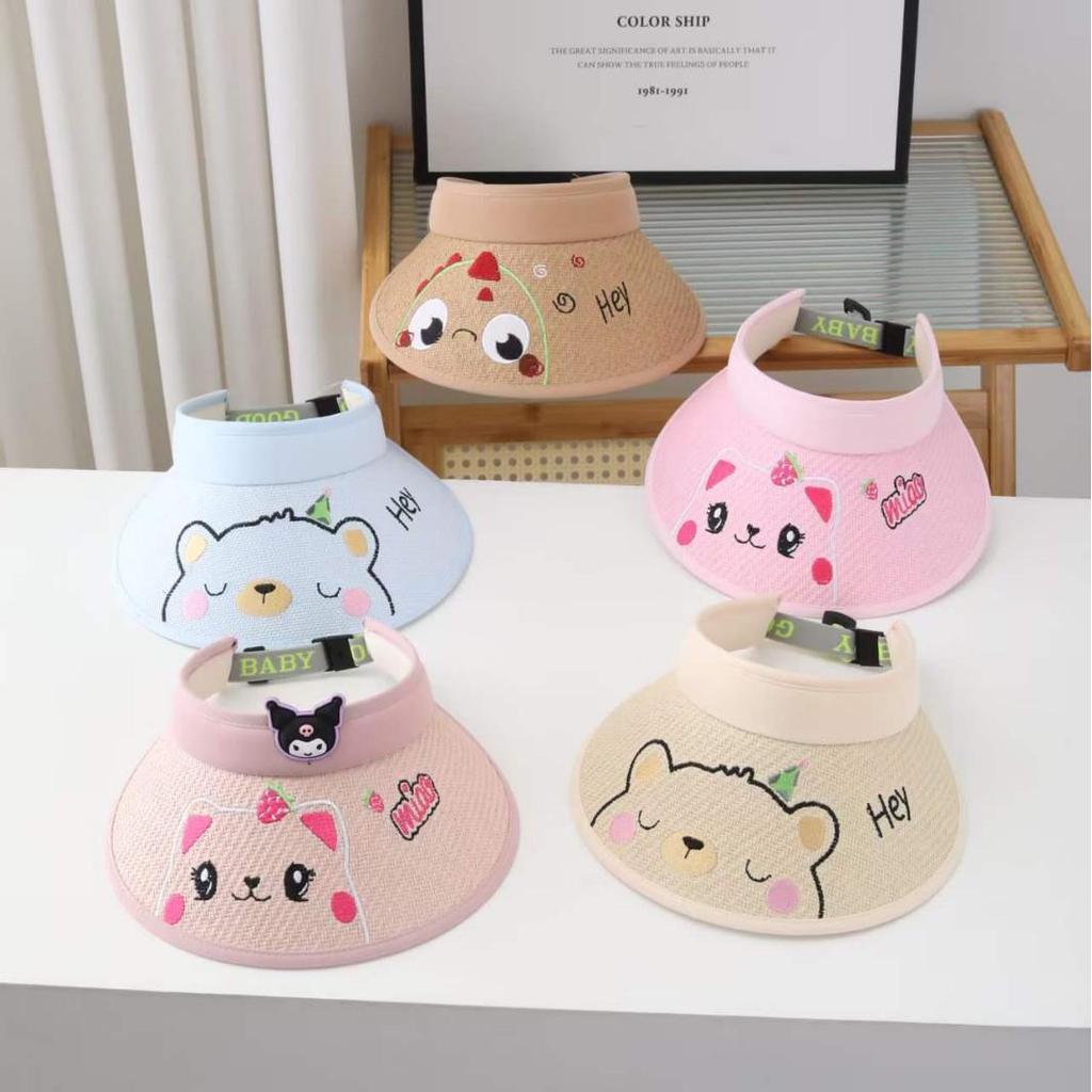 Children's Straw Sun Hat - Cartoon Baby Visor for Boys & Girls