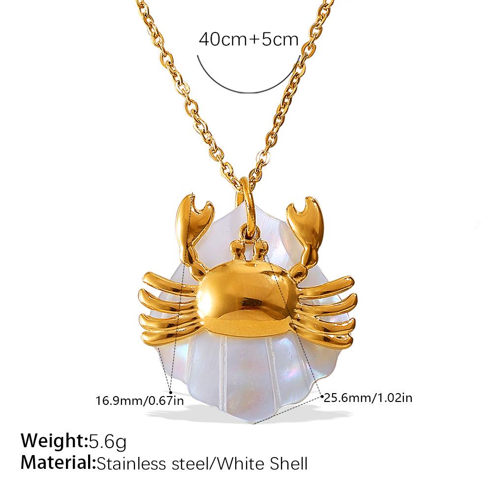 Starfish & Seahorse Stainless Steel Necklace with White Shell