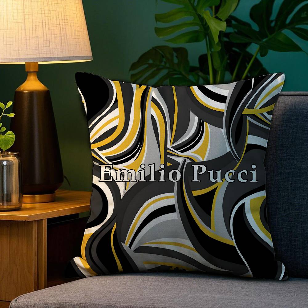Fashion EEEEmilio logo PPucci Pillow Case Plush Fabric Soft Double Sided Print Sofa Cushion Cover Throw Pillow Covers