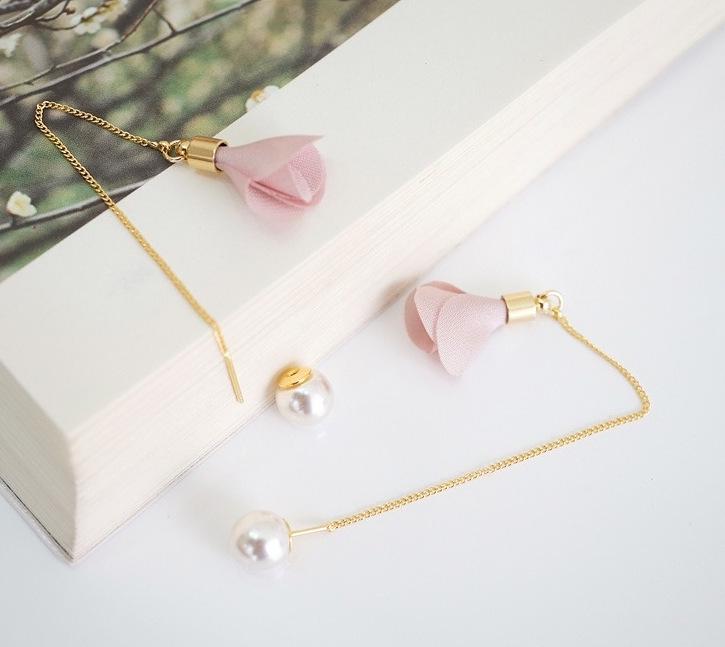 

Женские длинные серьги-кисточки с жемчугом и цветами Dongdaemun с проволокой