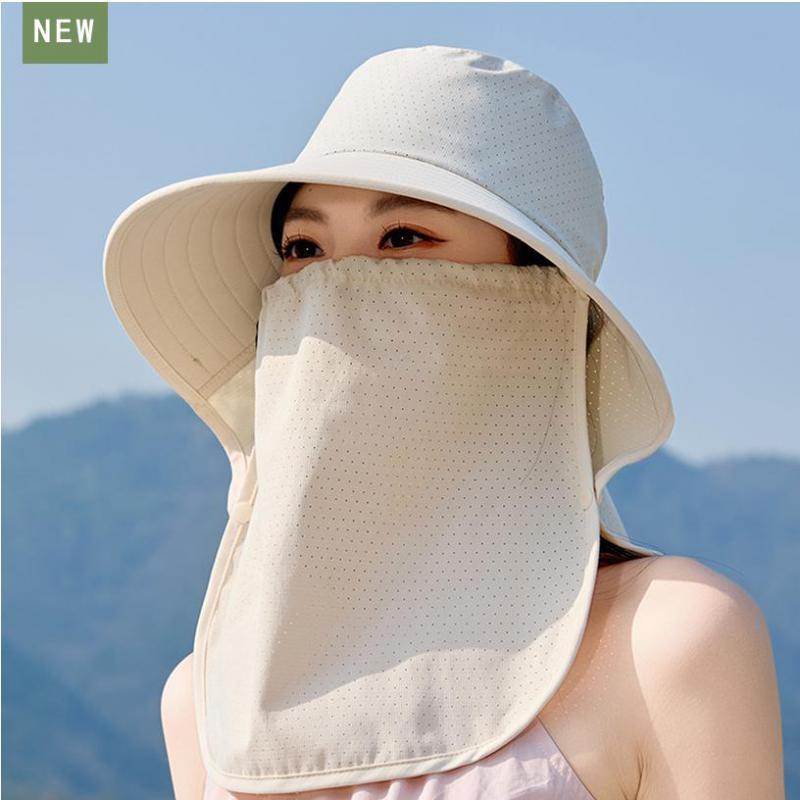 Pălării de vară pentru femei Pălărie de soare cu mască șal Respirabilă Multifuncțională Protecție solară în aer liber Pălărie de soare Șapcă de plajă Nou