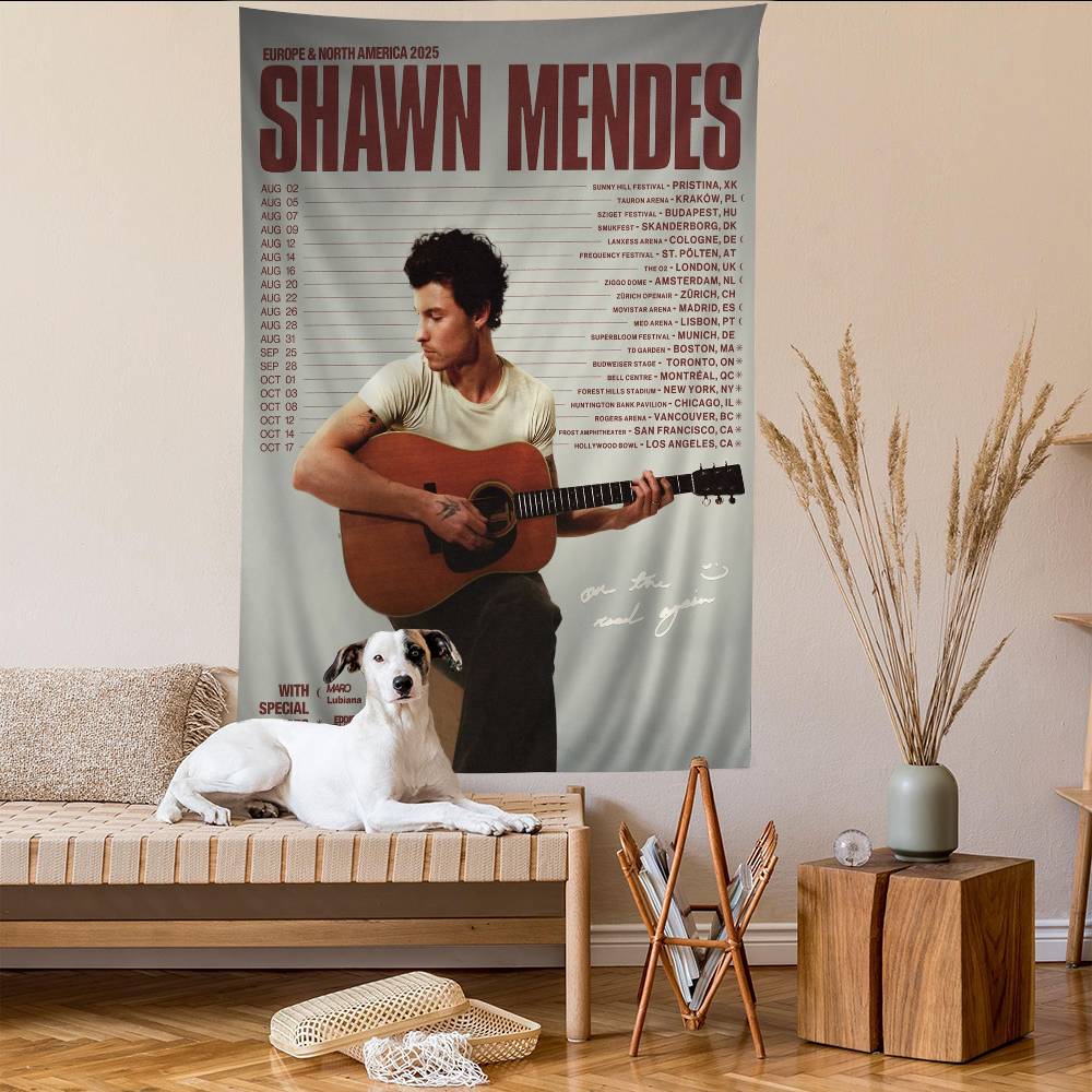 Classic Sshawn Mmendes Cartoon Tapestry Hippie Flower Wall Carpets Dorm Decor Art Home Decor