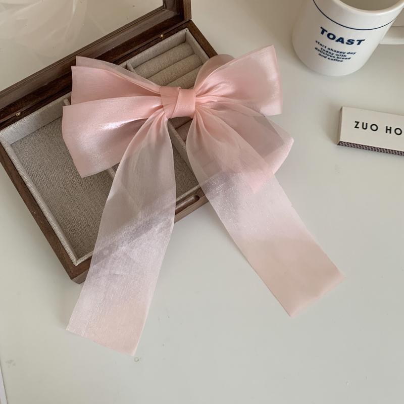 Sheer Bow Clip for Women, Summer Butterfly Hair Claw with Flowing Ribbon, Cute Spring Clip Hair Accessories for Thin Hair