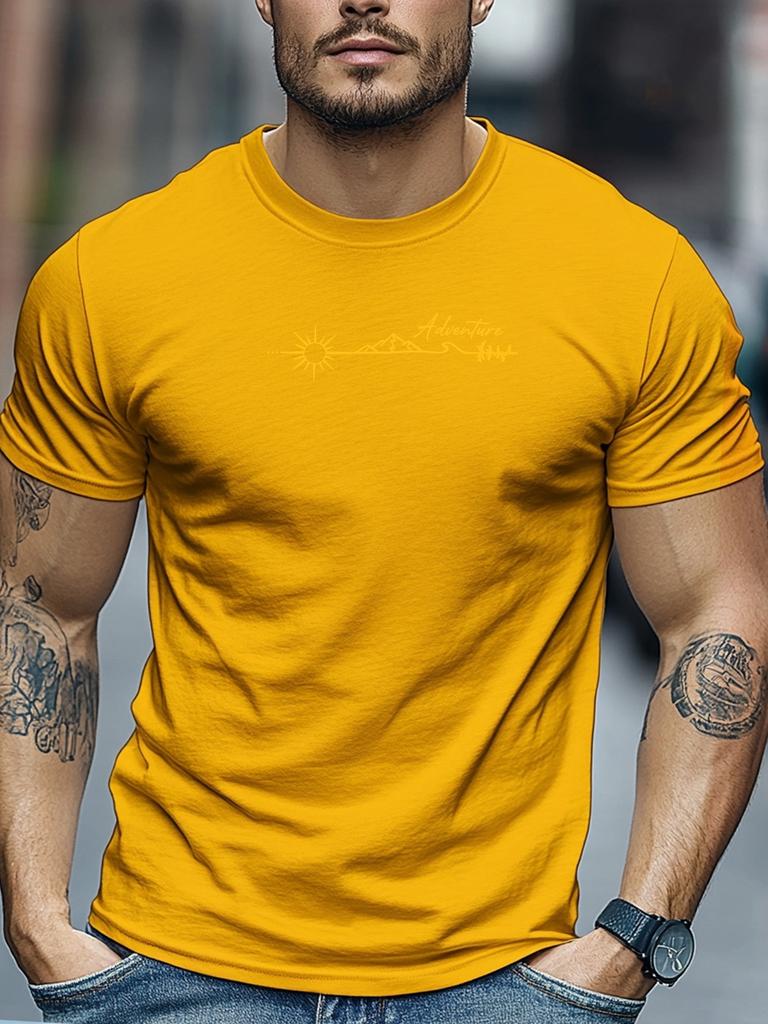 Camicia di Cotone Uomo T-shirt Grafica Avventura Sole Montagna Modello Figura Manica Corta Cotone Traspirante Vestibilità Casual Usura Quotidiana T-shirt
