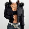Stylish Unisex Hooded Cotton Puffer Jacket With Faux Fur Trim Slim Fit Retro Streetwear Winter