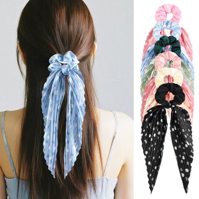 Hair Rope Dot Print Handmade Pleated Ribbon Hair Tie No Damage High Elasticity Ponytail Holder Daily Hair Accessory