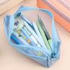 Clear Mesh Pencil Case Double Layer Pencil Pouches Large Capacity Pen Organizers Storage Bag Portable Makeup Storage Bag