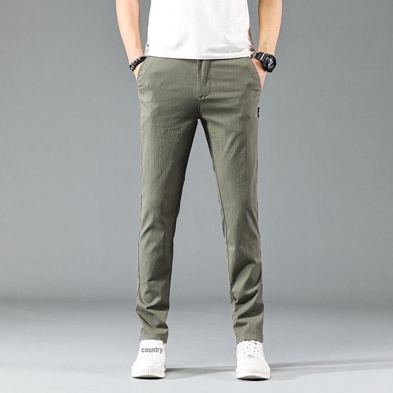 Men's Casual Soft Light Straight Pants - Elastic Waist Slim Fit