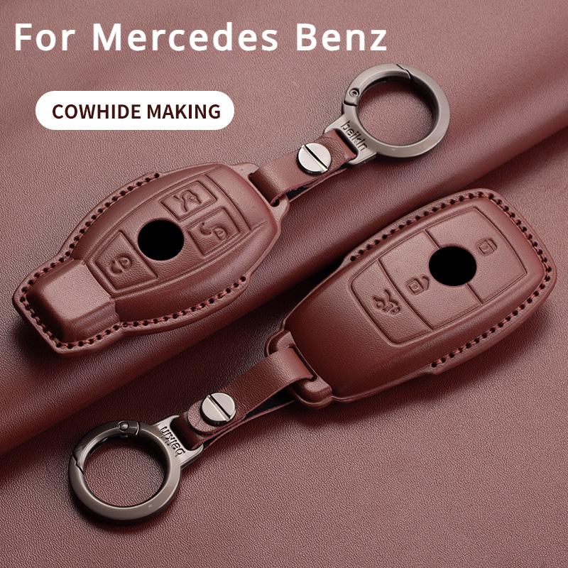 For Mercedes Benz A B C E Class GLS GLA GLK GLC CLS CLA AMG W176 W204 W205 W212 W463 Leather Car Remote Key Case Cover Shell