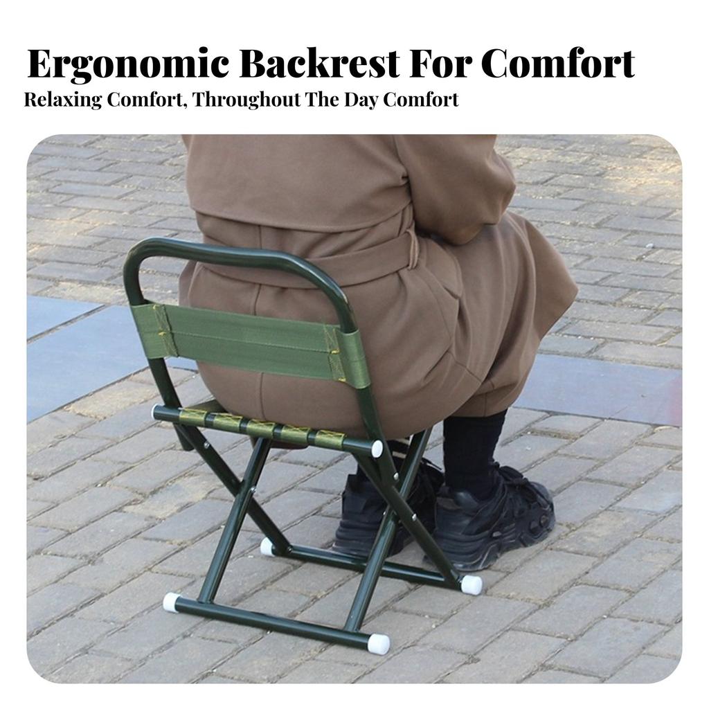 Foldable Stool With Spinerest Foldable Design Foldable Chair With Spinerest Space-Saving Long-Lasting For Fishing