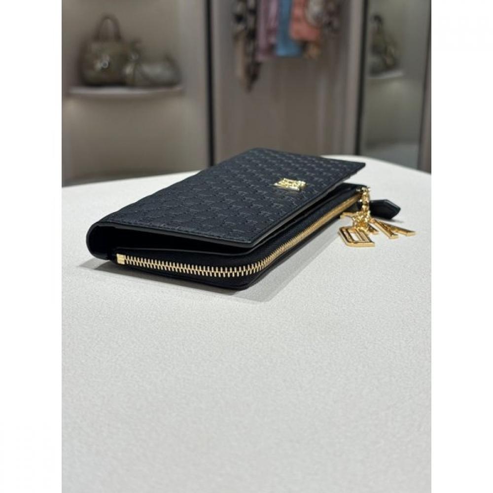 Daks Black Dd Logo Pattern Leather Slim 2 Fold Wallet Dcwa5f528bk