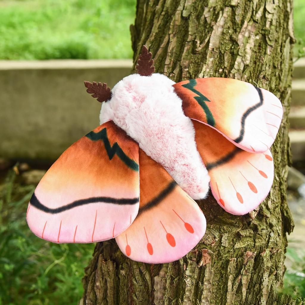 ZHONGXIN MADE Adorable Rose Maple Moth Plush Toy, 11-inch Rose Maple Moth Stuffed Animal, Handmade Pink Moth Insect Plush Model Toy, Unique Kids