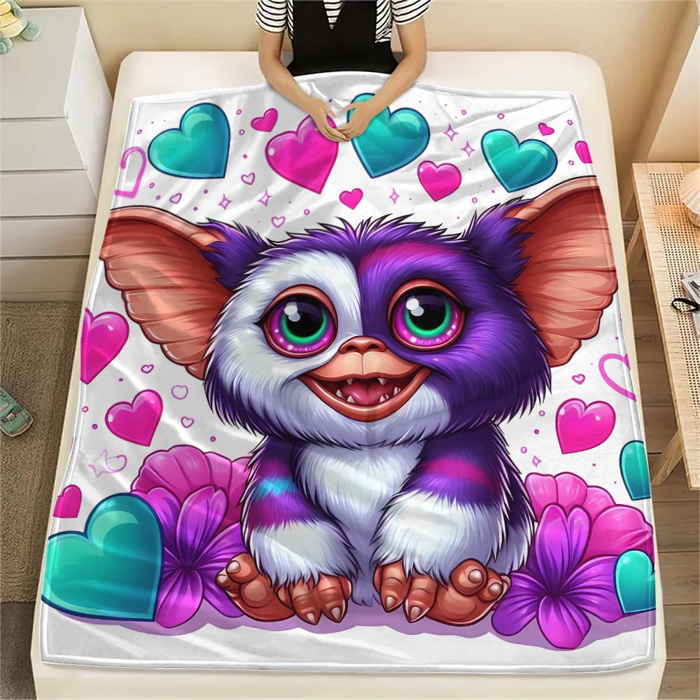 1PC Gremlins Print Flannel Blanket, High quality All Seasons, Home Decor, Warmth and Comfort, Perfect for Christmas Gifts