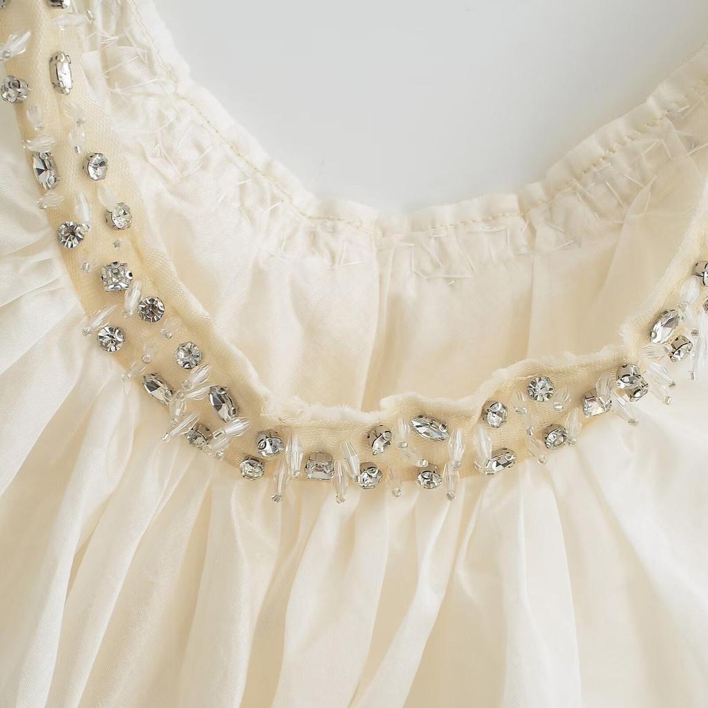 2025 Spring Women's U-Neck Gemstone Beaded Fluffy Camisole - Versatile Fashion