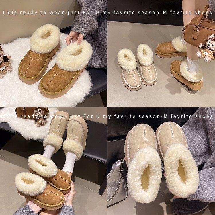 Waterproof and Non-slip Thick-soled Heightening Snow Boots Women's 2025 New Winter Piled Thickened Bread Cotton Shoes Mao Mao Shoes