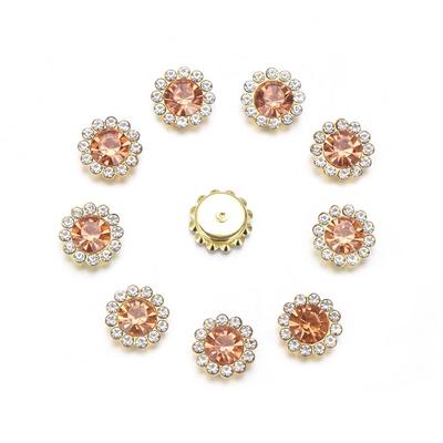 10PCS Apparel Sewing Sparkling Flower-shaped Clothes Decoration Crystal Glass Stone Rhinestone Buttons