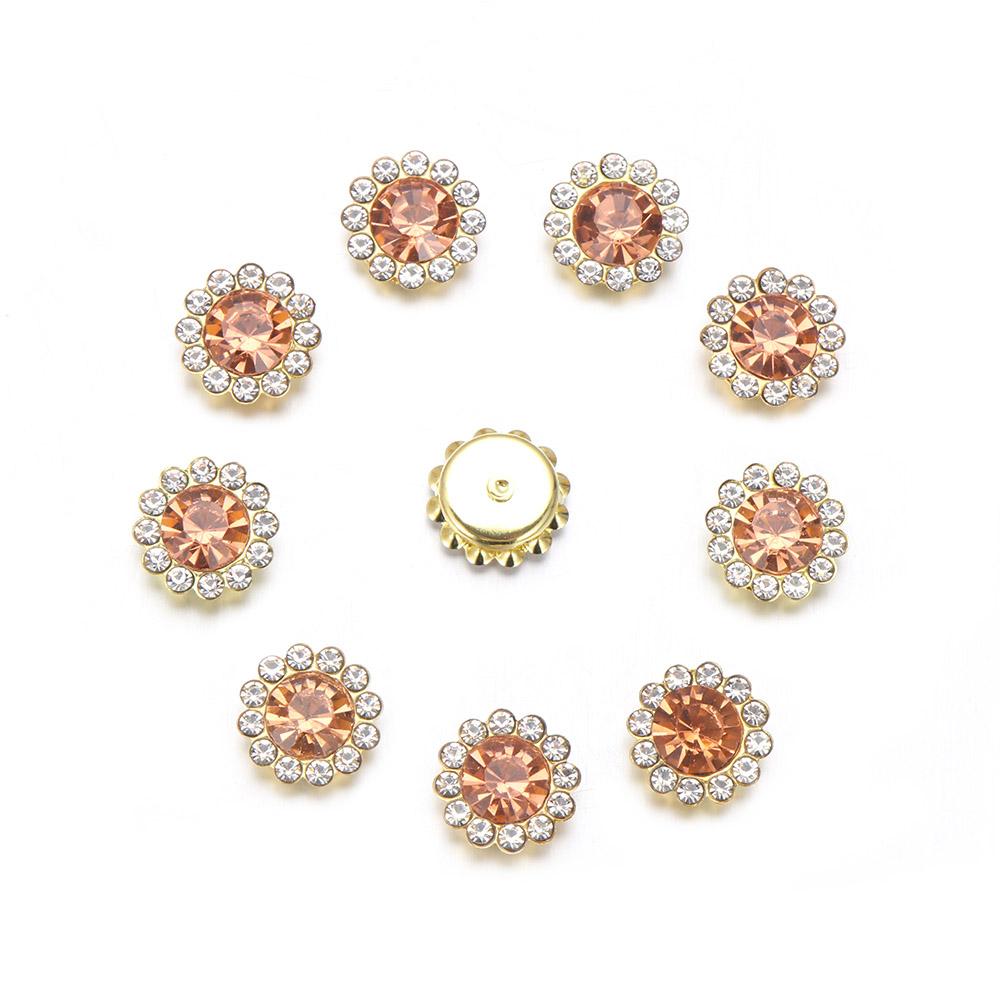 10PCS Apparel Sewing Sparkling Flower-shaped Clothes Decoration Crystal Glass Stone Rhinestone Buttons