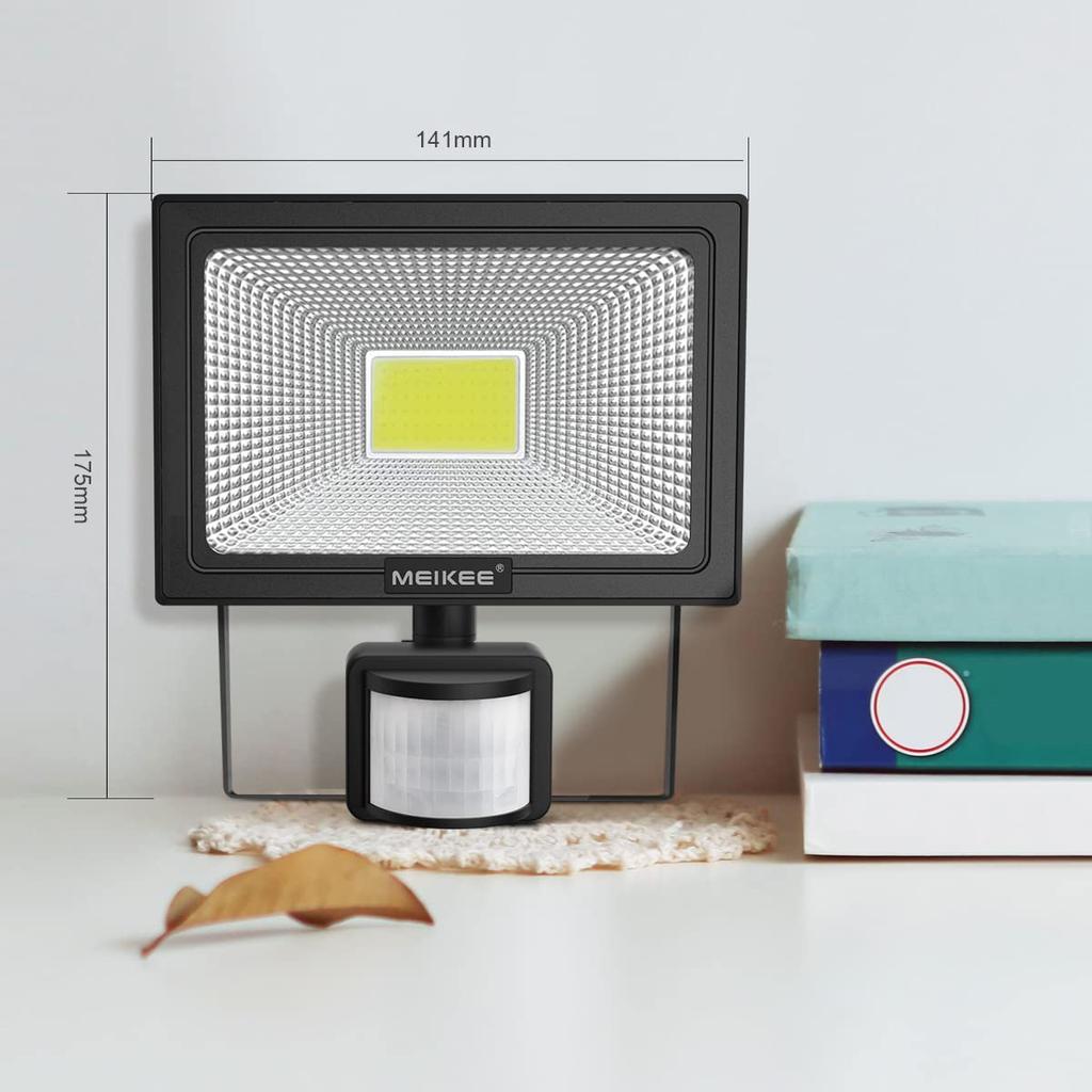 MEIKEE [2022 Improved 2-Pin Plug] Outdoor Motion Sensor Security Light, 20W, 6500K, 2000LM, PIR Outdoor Sensor Floodlight, Waterproof, Daylight