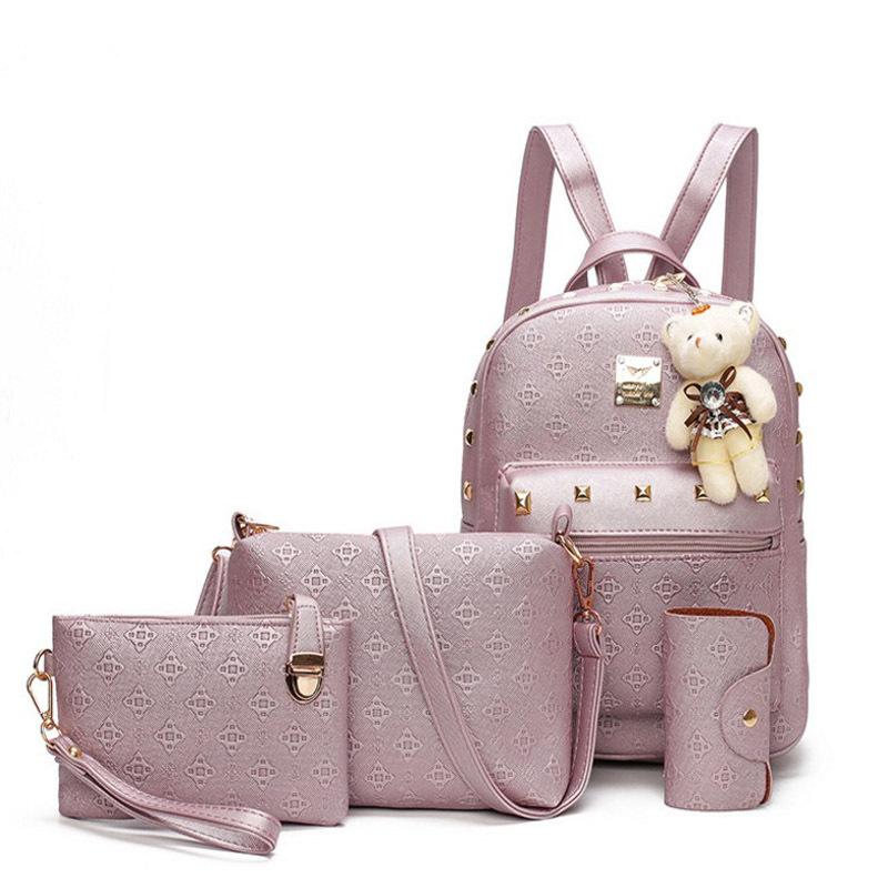 Women's Bags Fashion Backpack Four-piece Set Shoulder Crossbody Handbag