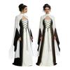 Abito Medievale Rinascimentale con Mantello, Abito Lungo Vittoriano con Lacci per Donna, Ideale per Halloween, Cosplay e Feste a Tema