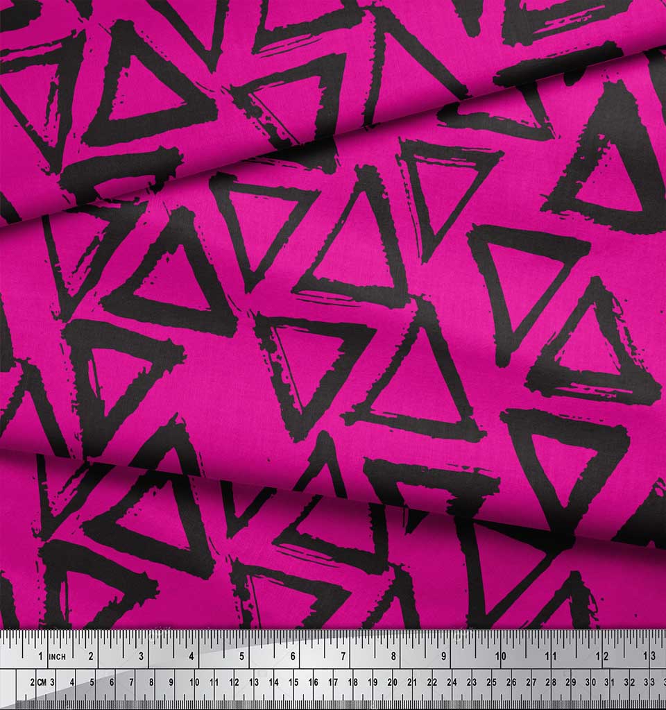 Soimoi Rosa Japan Krepp Satin Stoff Dreieck Geometrische Stoffdrucke Meterware 42 Zoll