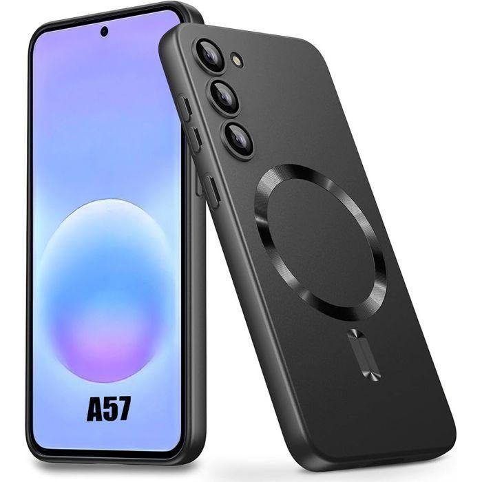 Coque Silicone - BOOLING - pour Samsung Galaxy A57 5G - Anti-Rayures avec Anneau Magnétique - Noir