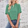 Loose Round Neck Batwing Sleeve Striped Pullover Short Sleeve Casual T Shirt