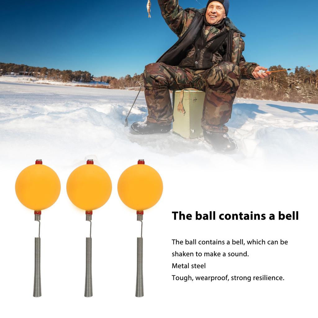 10 STÜCKE Eisangelrute Federkugelspitze Eingebaute Perlen Gelb Wasserdicht Eisangeln Federrute Spitzenspitze für Stauseeangeln