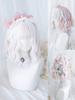 12 Zoll Weiß Rosa Zweifarbig Synthetische Perücken Mit Pony Kurz Natürliches Gewelltes Haar Perücke Für Frauen Cosplay Hitzebeständig