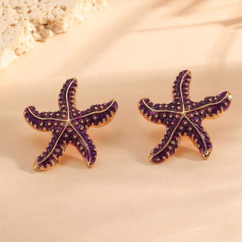 1 Pair Bohemian Starfish Pendant Earrings For Beach And Ocean Women Trendy Personality Jewelry Accessory
