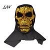 Comfortable Breathable Skeleton Mask Halloween Skull Mask, with Mesh Eyes Design, Black Face Headscarf Mirror Texture for Adults Party Props