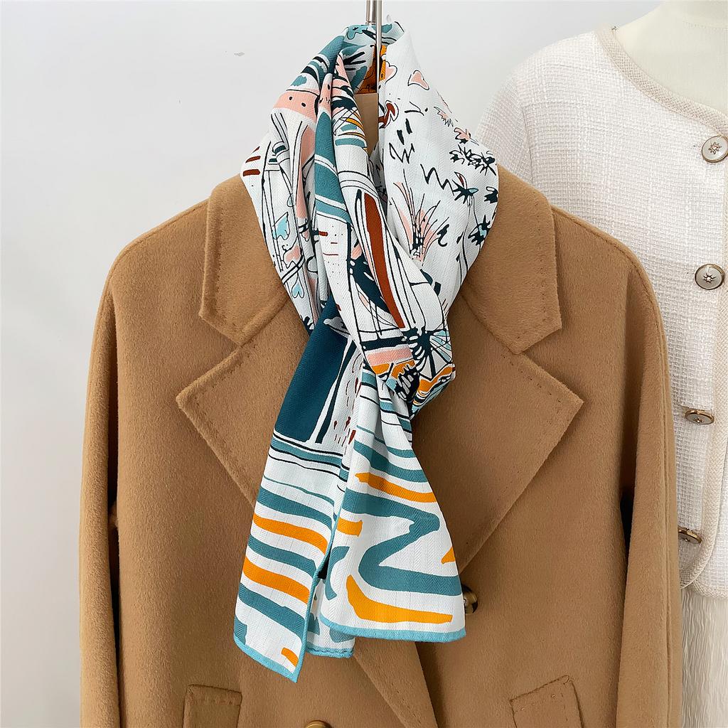 160X33Cm New Winter Thicken Silk Cashmere Scarf Women Hand Rolled Shawls Print Long Scarves Wrap Bandana Big Hijabs Female