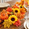 Artificial Pumpkin Sunflower Maple Leaf Garland for Autumn Harvest Festival Halloween Thanksgiving Indoor Outdoor Decor
