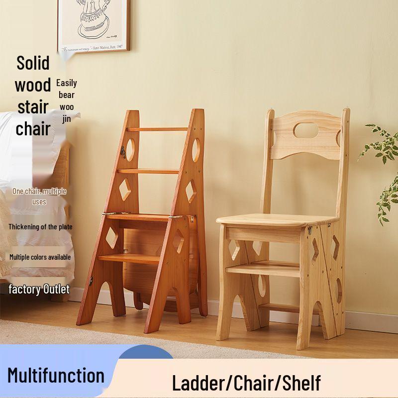 Folding Solid Wood Ladder Chair for Home and Elderly Use
