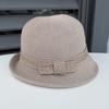 Elegant bow knitted dome basin hat women's spring and summer retro British fashion crimped bucket hat travel visor