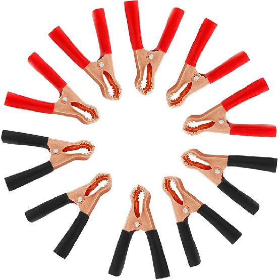 4Pcs 100A Insulated Alligator Clips Electrical Heavy Duty Alligator Clamps, Battery Replacement Cable Metal Spring Loaded Jumper Clips for Car Auto